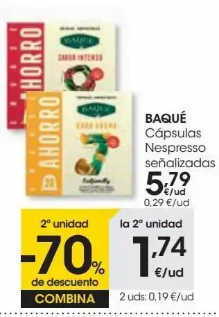Eroski Baqué cápsulas nespresso señalizadas oferta