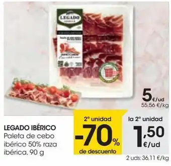 Eroski Legado ibérico paleta de cebo ibérico 50% raza ibérica oferta