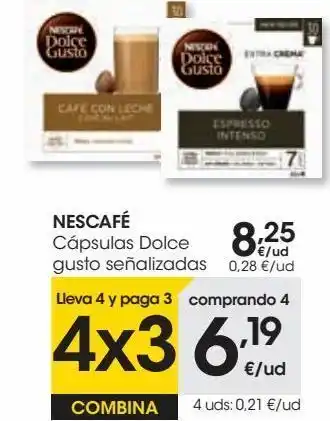 Eroski Nescafé cápsulas dolce gusto señalizadas oferta
