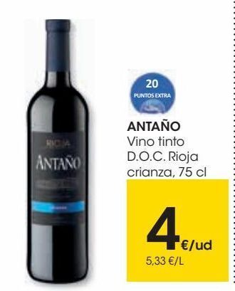 Eroski Antaño vino tinto d.o.c. rioja crianza oferta