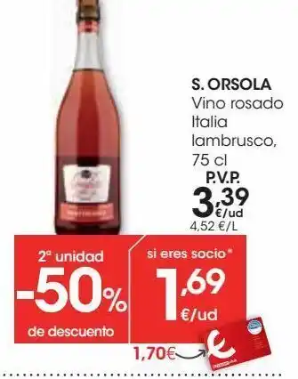 Eroski S, orsola vino rosado italia lambrusco oferta