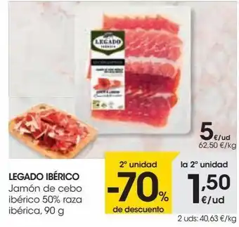 Eroski Legado ibérico jamón de cebo ibérico 50% raza ibérica oferta