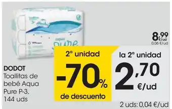 Eroski Dodot toallitas de bebé aqua pure p-3 oferta