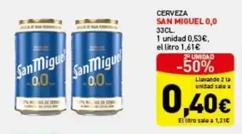 Hiperber San Miguel Cerveza 0,0 33cl oferta