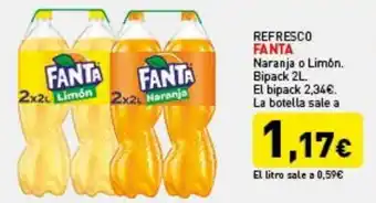 Hiperber Fanta Refresco Naranja o Limón Bipack 2L oferta