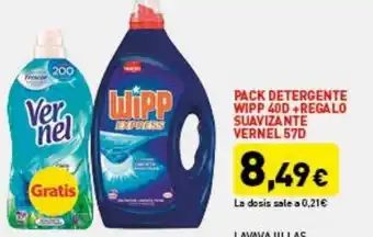 Hiperber Wipp Pack Detergente 400 + Regalo Suavizante Vernle 57D oferta