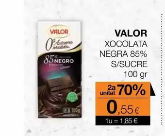 Plusfresc Valor Xocolata Negra 85% S Sucre oferta