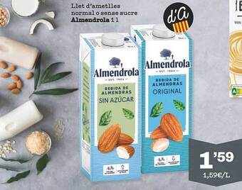 Sorli Llet D'ametlles Normal O Sense Sucre Almendrola oferta