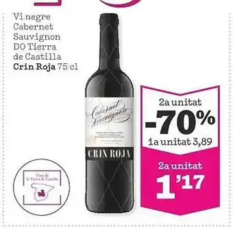 Sorli 2a Unitat -70% 1a Unitat Vi Negre Cabernet Suavignon Do Tierra De Castilla Crin Roja oferta