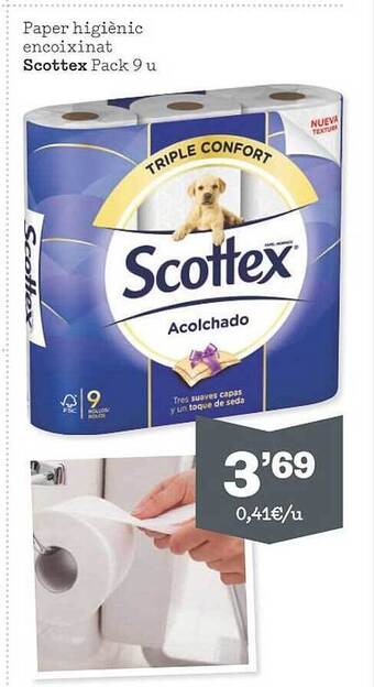 Sorli Paper Higiènic Encoixinat Scottex Pack 9 oferta