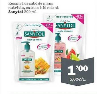 Sorli Recanvi De Sabó De Mans Nutritiu Cuina O Hidratant Sanytol oferta
