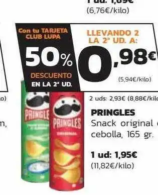 Supermercados Lupa 50% Descuento En La 2a Ud Pringles Snack Original Cebolla oferta