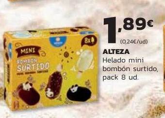 Supermercados Lupa Alteza Helado Mini Bombón Surtido Pack 8 oferta