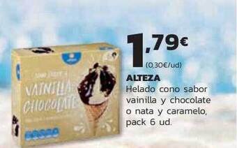 Supermercados Lupa Alteza Helado Cono Sabor Vainilla Y Chocolate O Nata Y Caramelo Pack 6 oferta