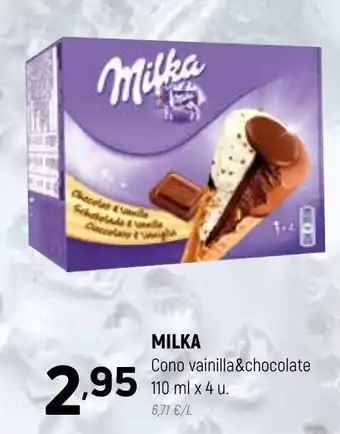 Coviran Milka Cono vainilla&chocolate 110ml x 4 u oferta
