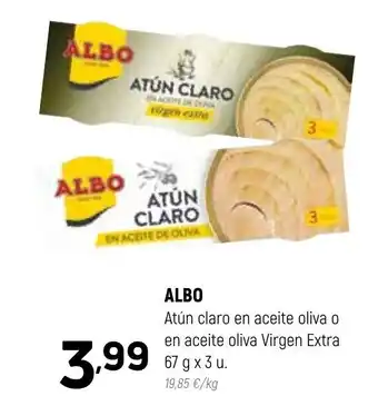 Coviran Albo Atún claro aceite oliva o en aceite oliva Virgen Extra 67 g x 3 u oferta
