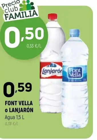 Coviran Font Vella o Lanjarón Agua 1,5L oferta