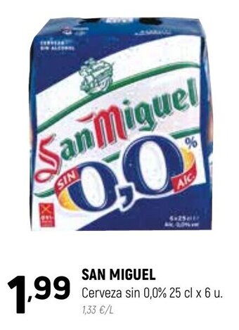 Coviran San Miguel Cerveza sin 0,0% 25 cl x 6 u oferta