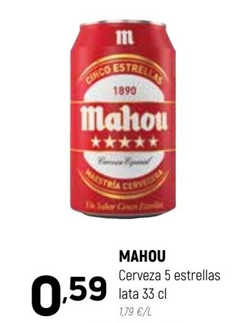 Coviran Mahou Cerveza 5 estrellas lata 33 cl oferta