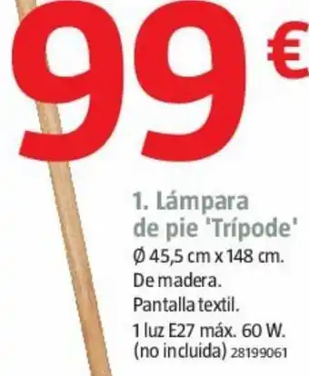 Bauhaus Lámpara de pie tripode oferta