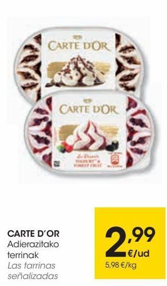 Eroski Carte d'or las tarrinas señalizadas oferta