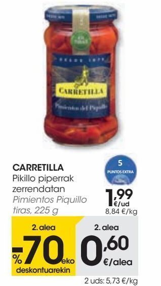 Eroski Carretilla pimientos piquillo tiras oferta