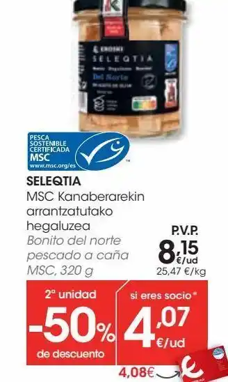 Eroski Seleqtia bonito del norte pescado a caña msc oferta