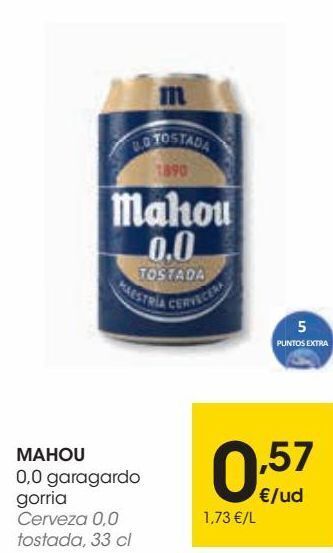Eroski Mahou cerveza 0,0 tostada oferta