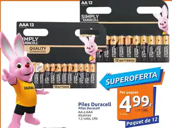 Action Piles Duracell Pilas Duracell AA o AAA Alcalines 1,5 Volts LR6 Paquet de 12 oferta