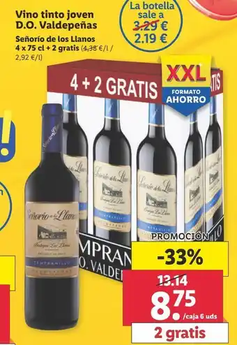 Lidl Vino tinto joven señorío de los llanos oferta