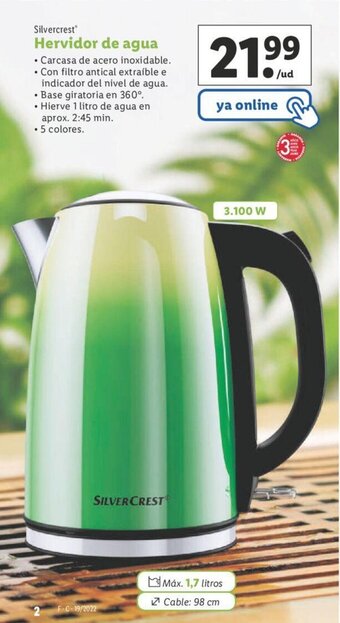 Lidl Silvercrest Hervidor de agua oferta