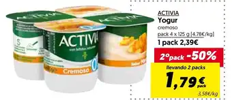 Hiper Usera Activia Yogur cremoso pack 4 x 125g oferta