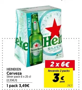 Hiper Usera Heineken Cerveza Silver pack 6 x 25cl oferta