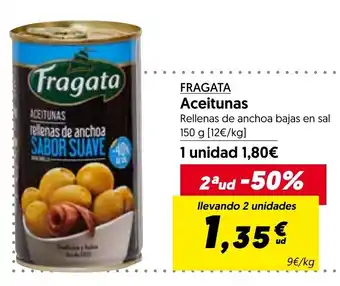 Hiper Usera Fragata Aceitunas Rellenas de anchoa bajas en sal 150g oferta
