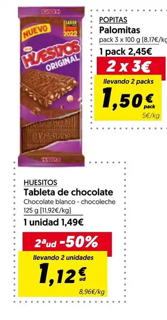 Hiper Usera Huesitos Tableta de chocolate Chocolate blanco - chocoleche 125g oferta