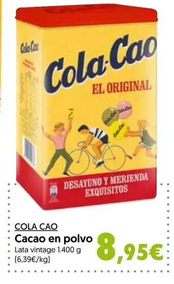 Hiper Usera Cola Cao Cacao en polvo Lata vintage 1.400g oferta