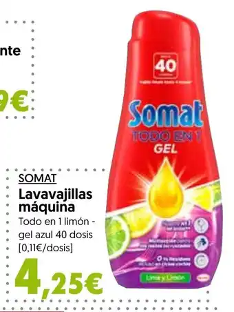 Hiper Usera Somat lavavajillas máquina Todo en 1 limón - gel azul 40 dosis oferta