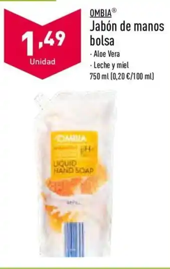 ALDI Ombia Jabon de manos bolsa 750 ml oferta
