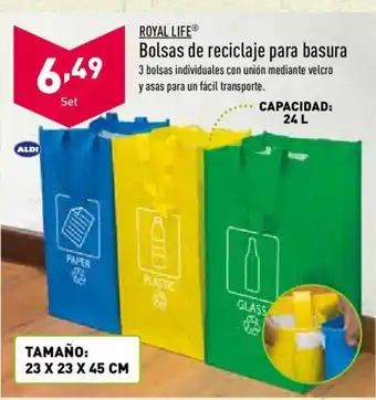 ALDI Royal Life Bolsas de reciclaje para basura 24L oferta