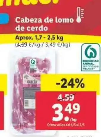 Lidl Cabeza de lomo de cerdo 2,5kg oferta