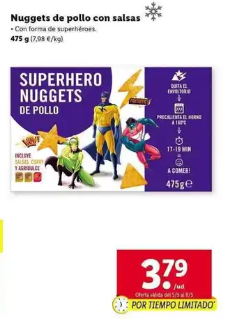 Lidl Nuggets de pollo con salsas 475g oferta