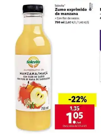 Lidl Solevita Zumo exprimido de manzana 750ml oferta
