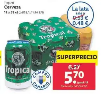Lidl Tropical Cerveza 12x33cl oferta