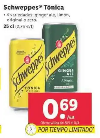 Lidl Schweppes Tónica 25cl oferta