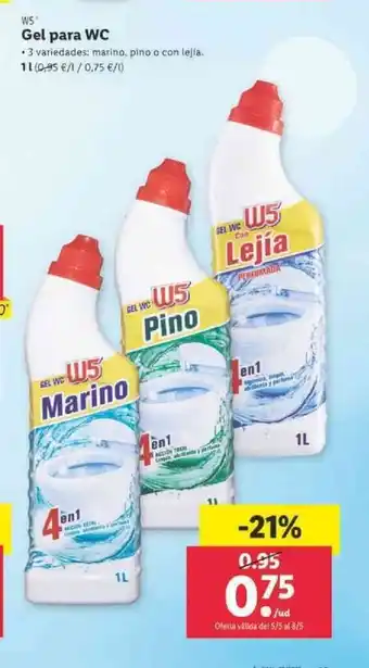 Lidl W5 Gel para WC 1L oferta
