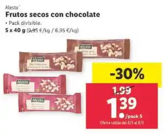 Lidl Alesto Frutos secos con chocolate 5x40g oferta