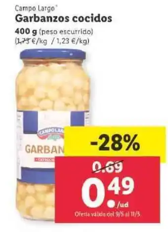 Lidl Campo Largo Garbanzos cocidos 400g oferta
