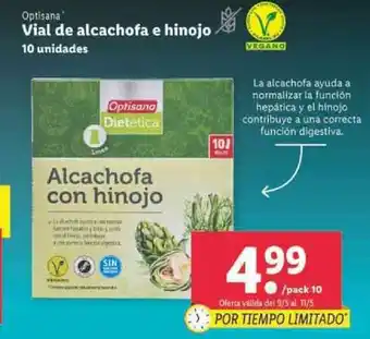 Lidl Optisana Vial de alcachofa e hinojo 10 unidades oferta
