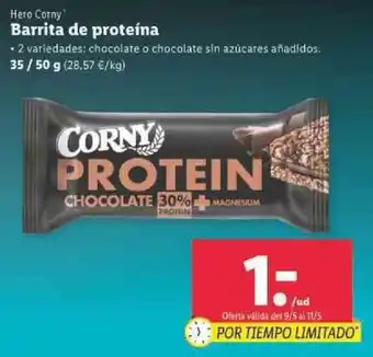 Lidl Herp Corny Barrita de proteína 35-50g oferta