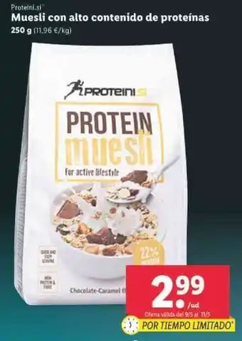 Lidl Proteini.si Muesli con alto contenido de proteínas 250g oferta